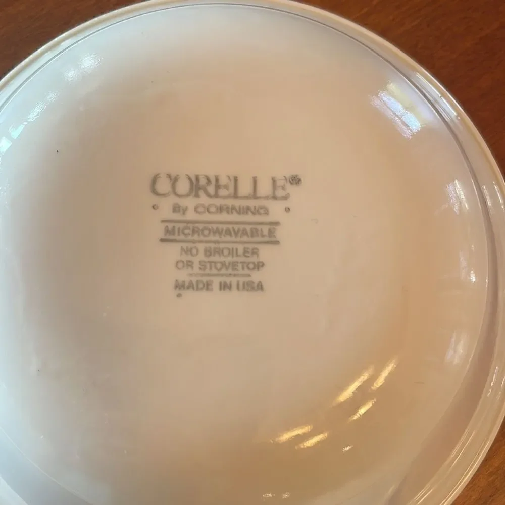 Set of 2 Corelle Sandstone Navy Band Berry Dishes